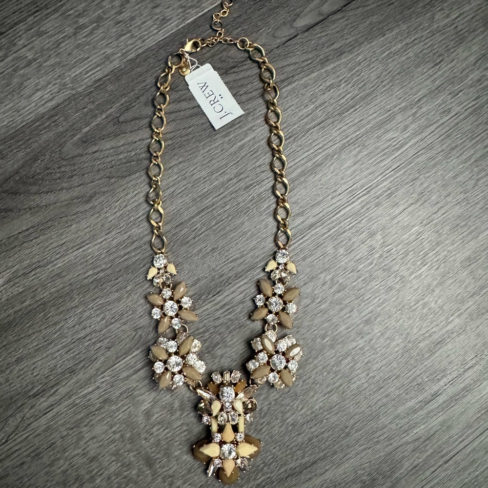 J. Crew Gold and Tan statement necklace new